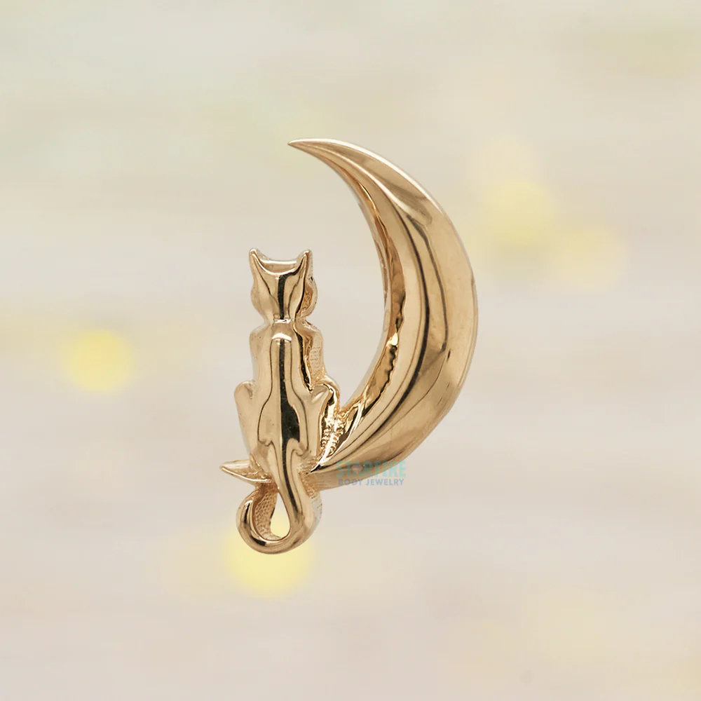 "Cat Moon" Threaded End in Gold - Image 2