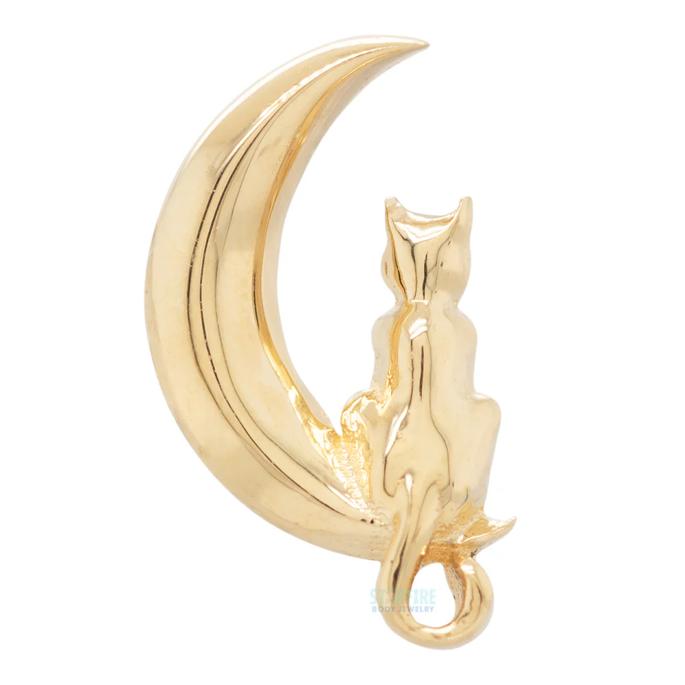 "Cat Moon" Threaded End in Gold - Image 3