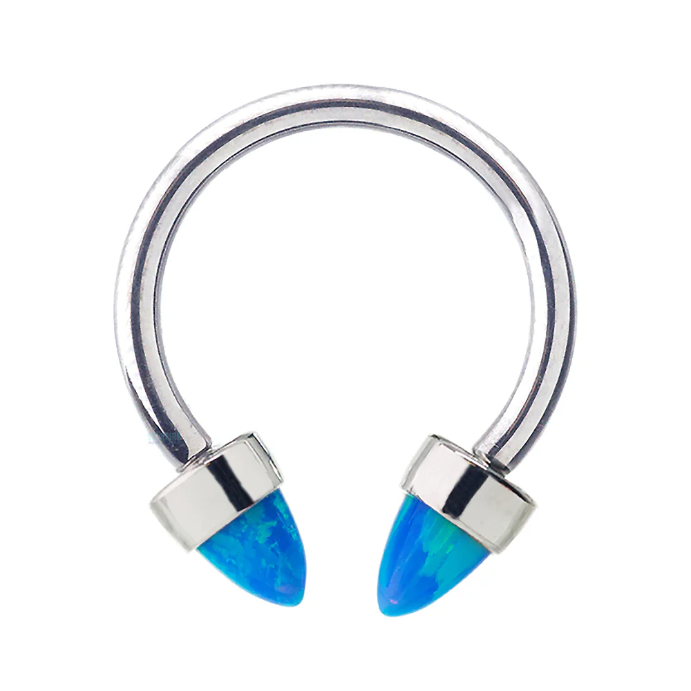 Circular Barbell with 3mm Bullet-Cut Opal in Bezel - Image 4