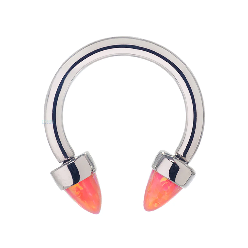 Circular Barbell with 3mm Bullet-Cut Opal in Bezel - Image 6