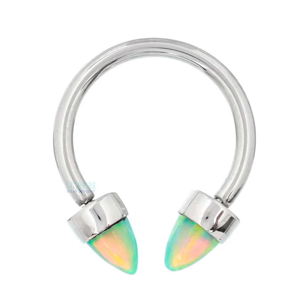 Circular Barbell with 3mm Bullet-Cut Opal in Bezel - Image 7