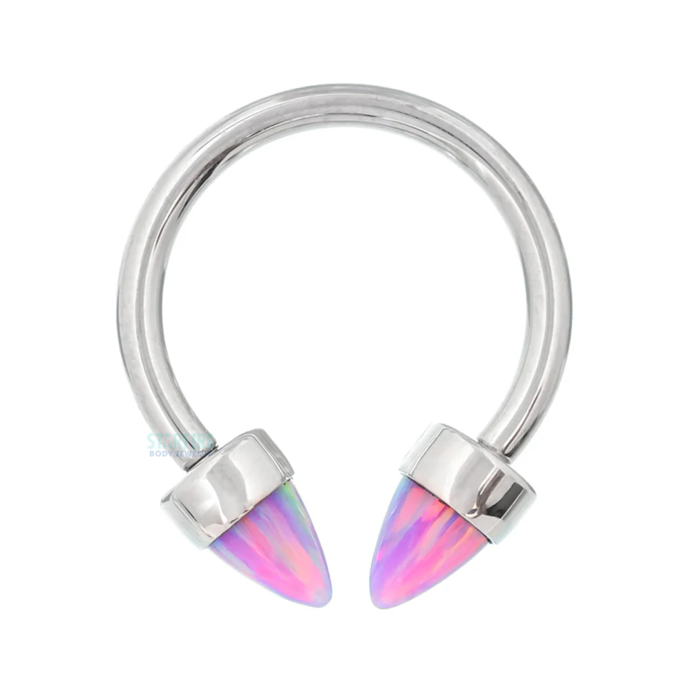 Circular Barbell with 3mm Bullet-Cut Opal in Bezel - Image 9
