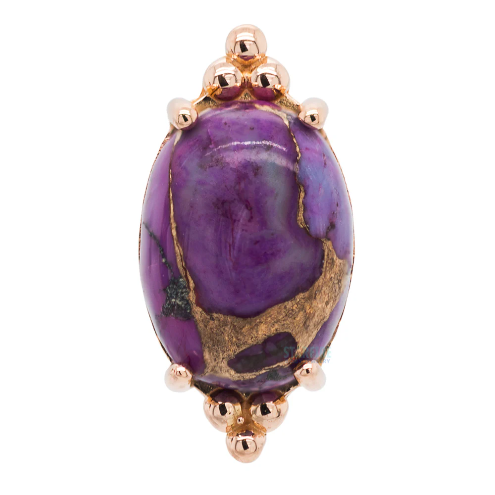 "FaraTa" Threaded End in Gold with Oval Purple Copper Turquoise Cabochon - Image 5