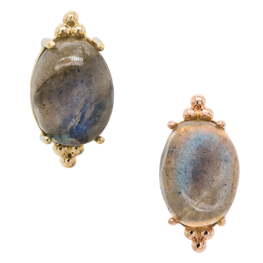 "FaraTa" Threaded End in Gold with Oval Labradorite Cabochon
