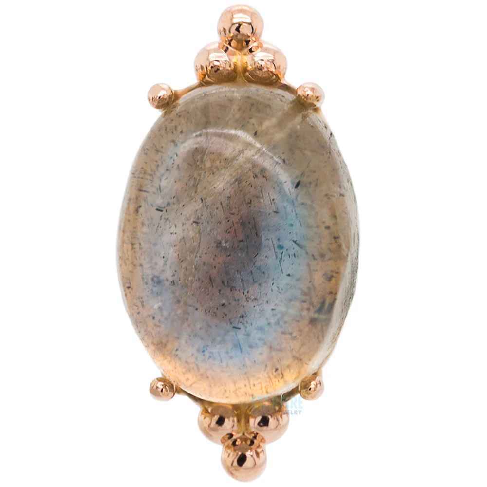 "FaraTa" Threaded End in Gold with Oval Labradorite Cabochon - Image 6