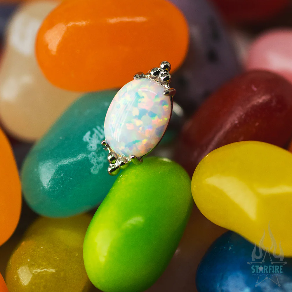 "FaraTa" Threaded End in Gold with Oval Opal Cabochon - Image 2