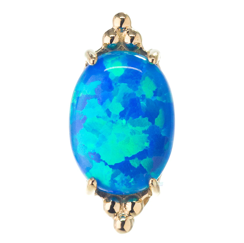 "FaraTa" Threaded End in Gold with Oval Opal Cabochon - Image 7