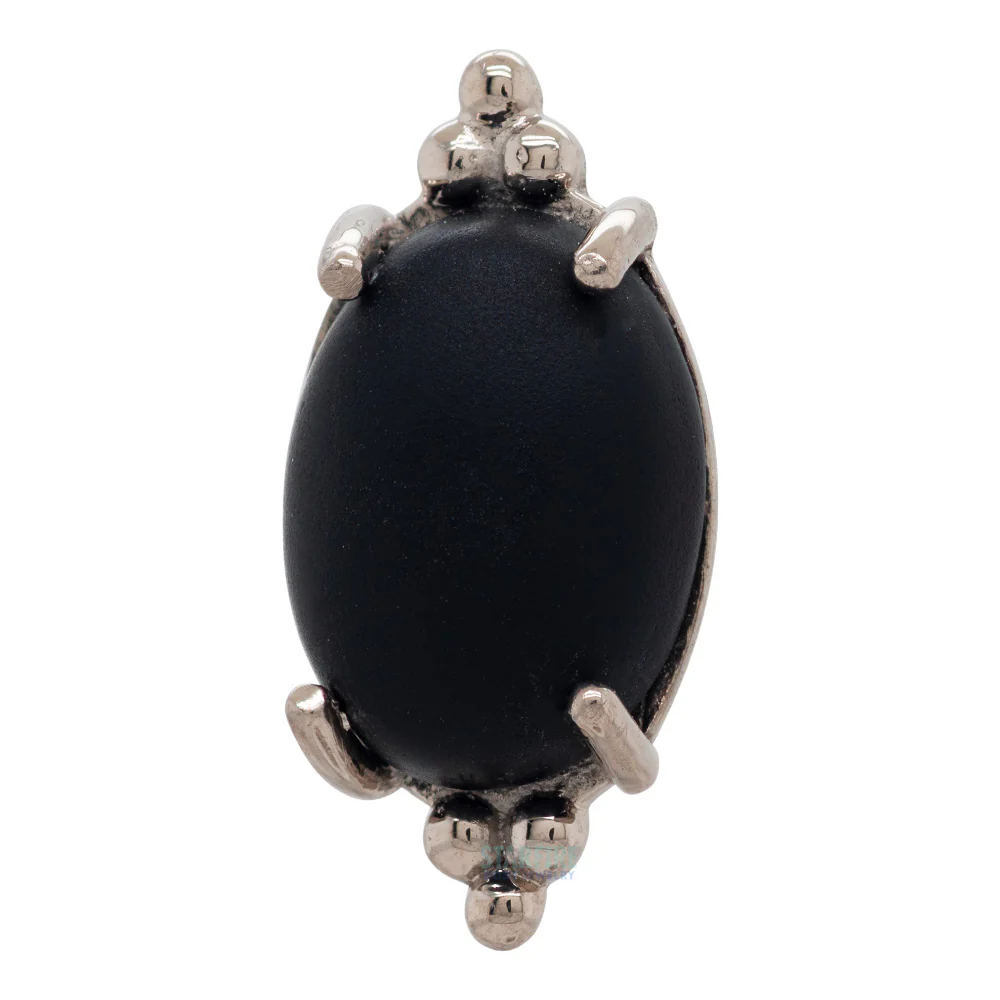 "FaraTa" Threaded End in Gold with Oval Sandblasted Black Onyx Cabochon