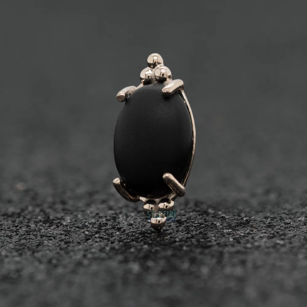 "FaraTa" Threaded End in Gold with Oval Sandblasted Black Onyx Cabochon - Image 2