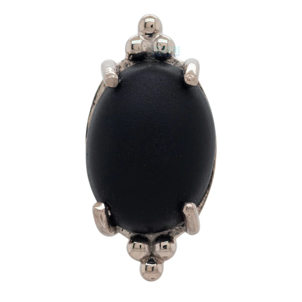 "FaraTa" Threaded End in Gold with Oval Sandblasted Black Onyx Cabochon - Image 3