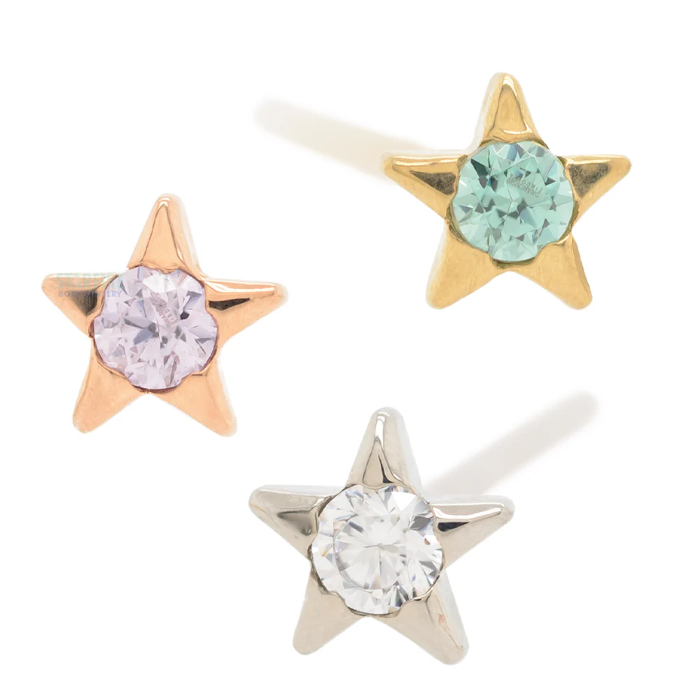 Gem Star Nostril Screw in Gold with 1.5mm Brilliant-Cut Gem
