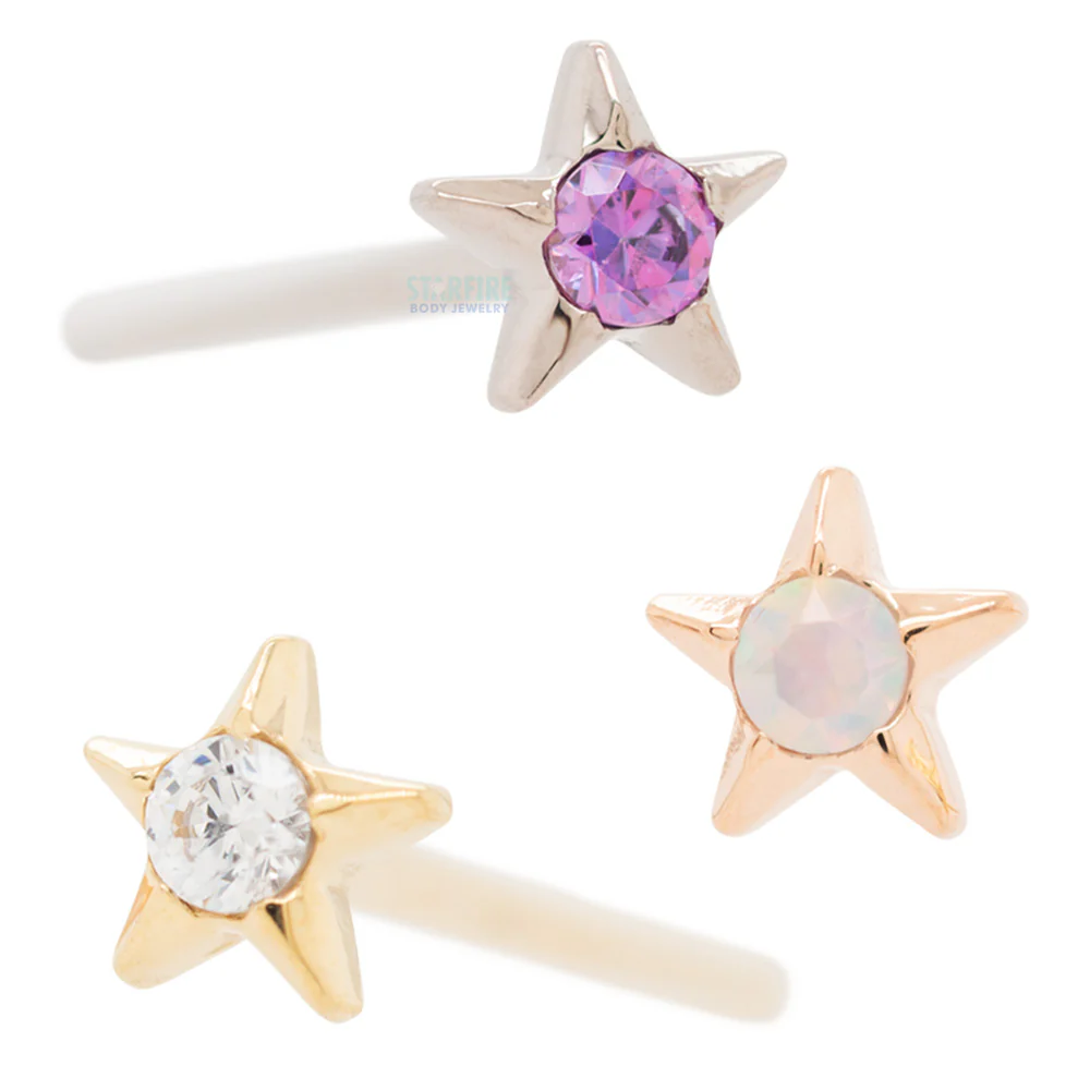 Gem Star Nostril Screw in Gold with 2mm Brilliant-Cut Gem