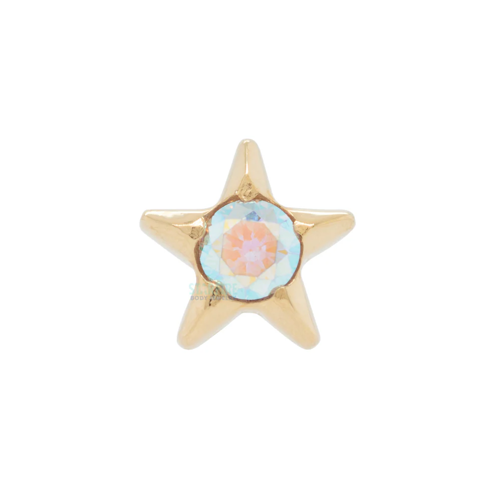 Gem Star Nostril Screw in Gold with 2mm Brilliant-Cut Gem - Image 4