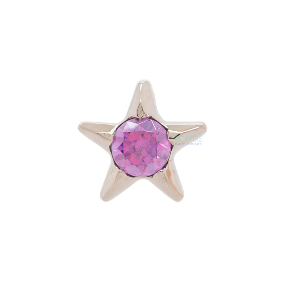 Gem Star Nostril Screw in Gold with 2mm Brilliant-Cut Gem - Image 5