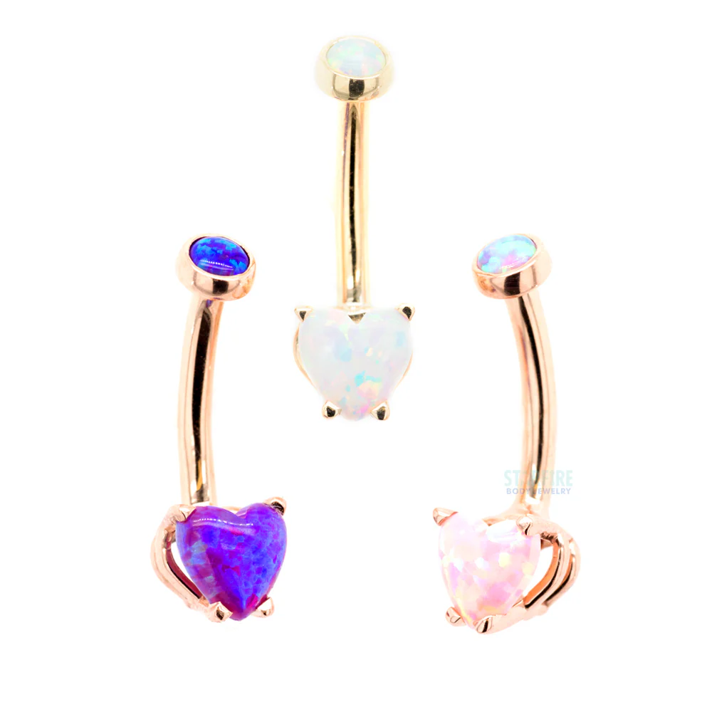 Heart-Cut Opal Cabochon Navel Curve in Gold - Image 3