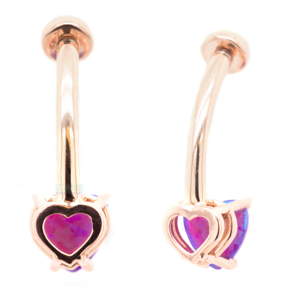 Heart-Cut Opal Cabochon Navel Curve in Gold - Image 4