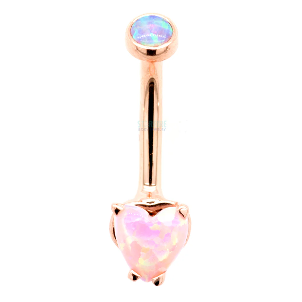Heart-Cut Opal Cabochon Navel Curve in Gold - Image 5