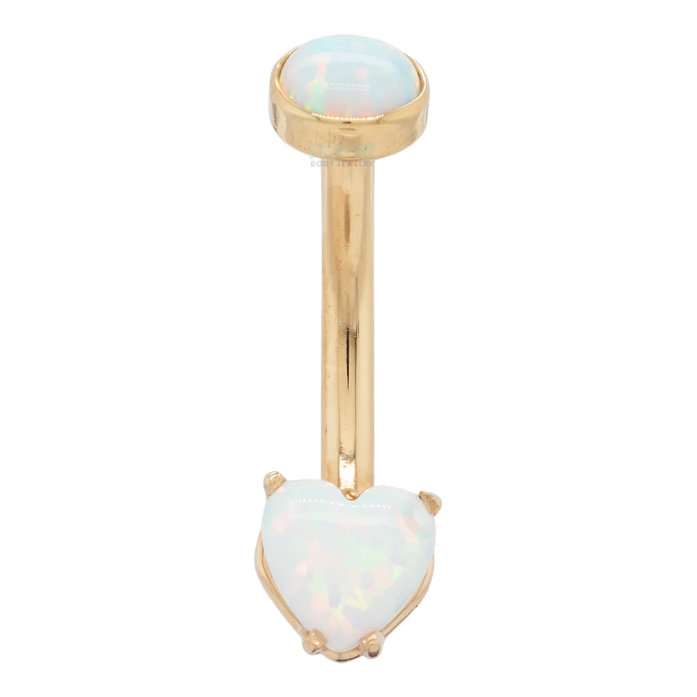 Heart-Cut Opal Cabochon Navel Curve in Gold - Image 6