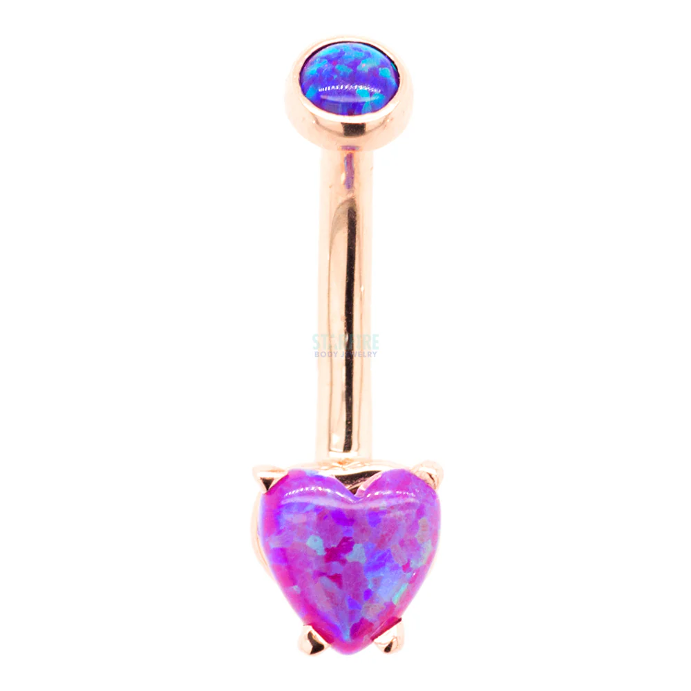 Heart-Cut Opal Cabochon Navel Curve in Gold - Image 7