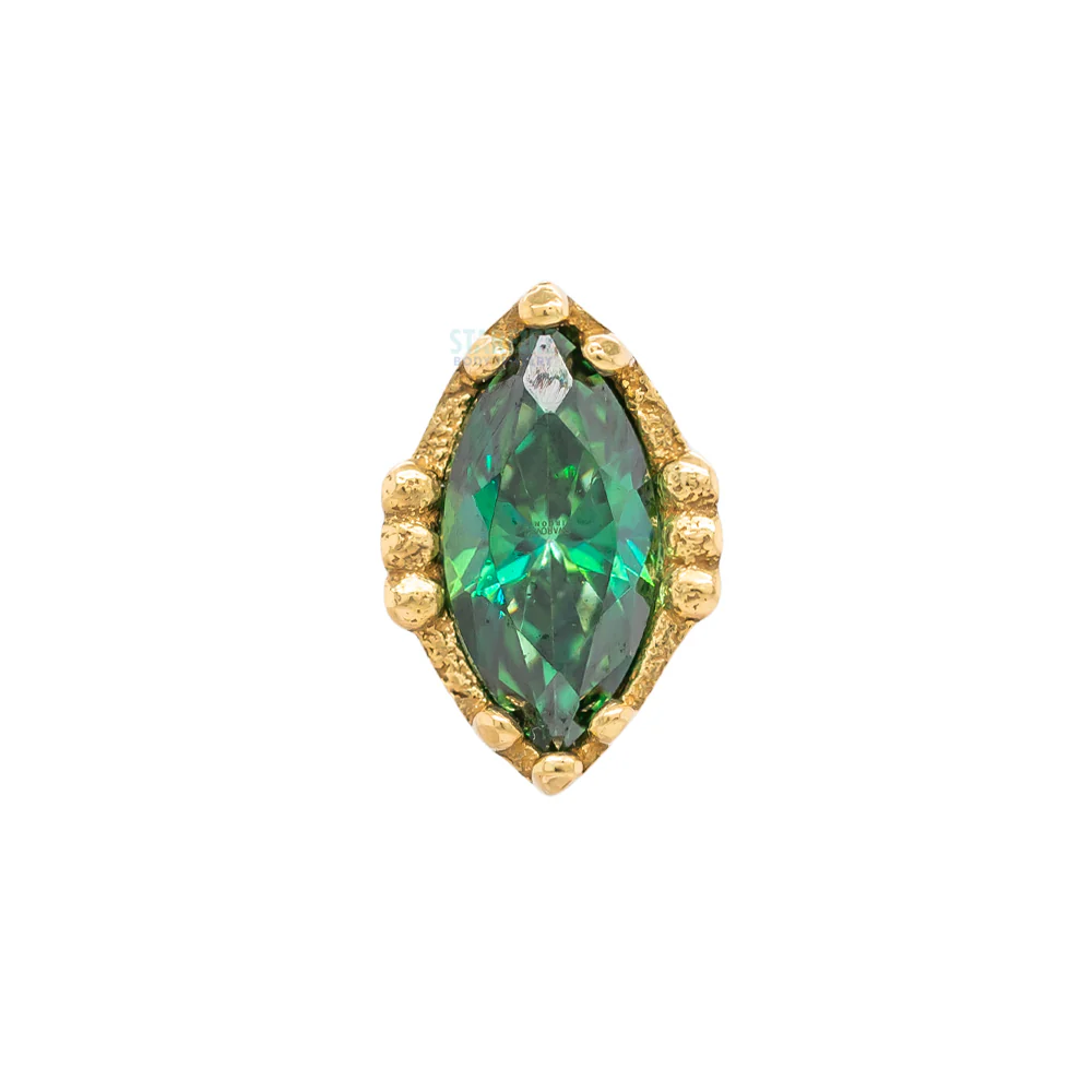 "Lindsey" Threaded End in Yellow Gold with Marquise-Cut Brilliant-Cut Gem - Image 3