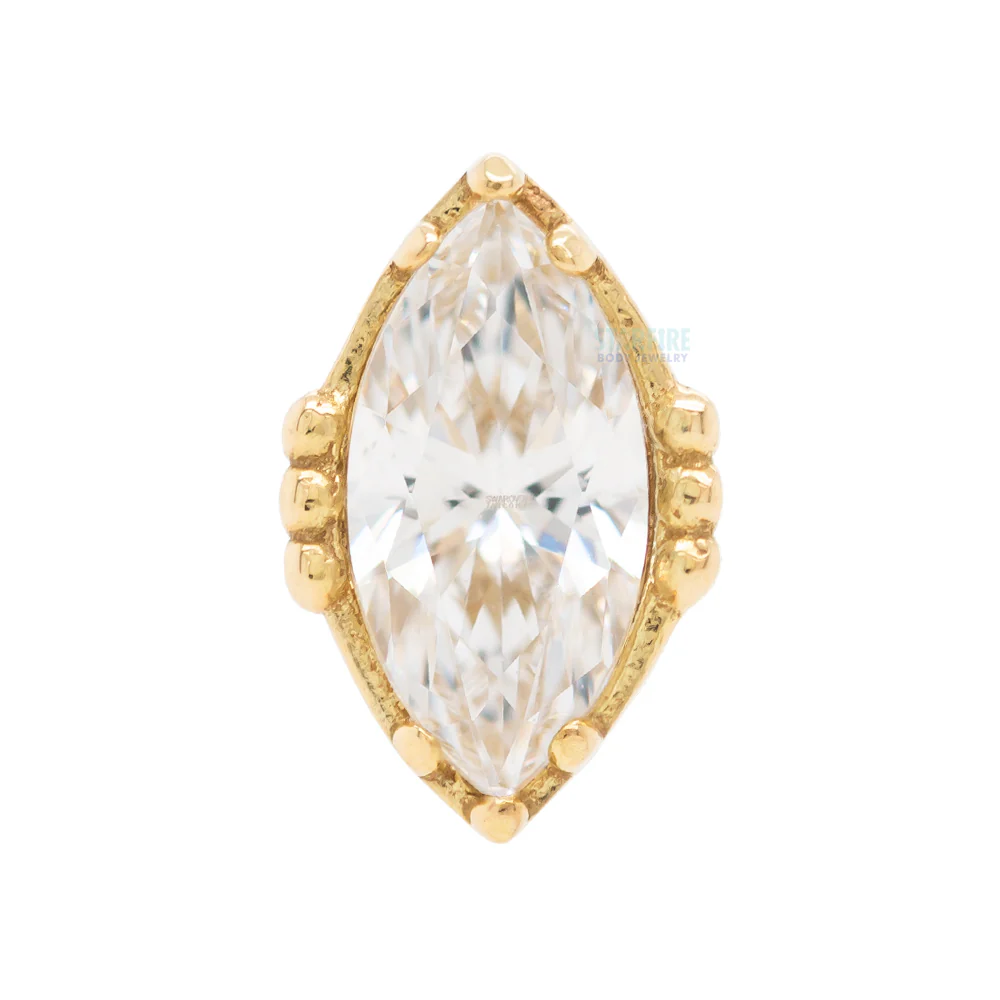 "Lindsey" Threaded End in Yellow Gold with Marquise-Cut Brilliant-Cut Gem - Image 4