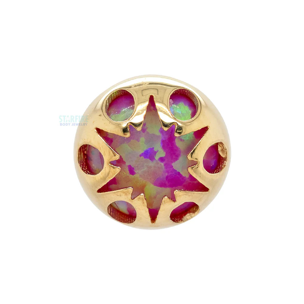 "Luminary" Threaded End in Yellow Gold with Opal - Image 3