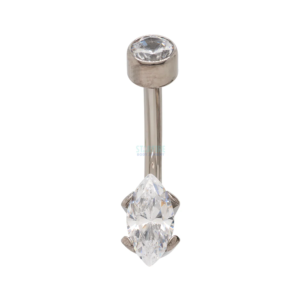 Marquise-Cut Brilliant-Cut Gem Navel Curve - Image 3