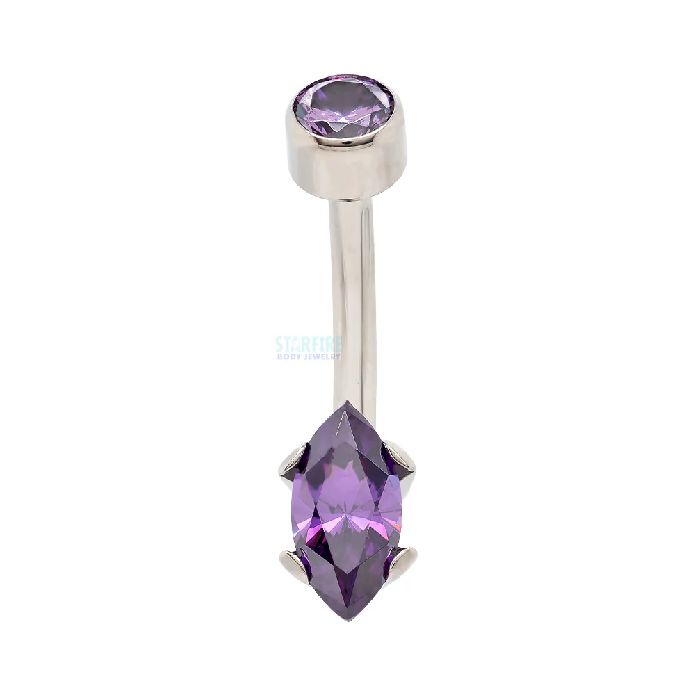 Marquise-Cut Brilliant-Cut Gem Navel Curve - Image 5