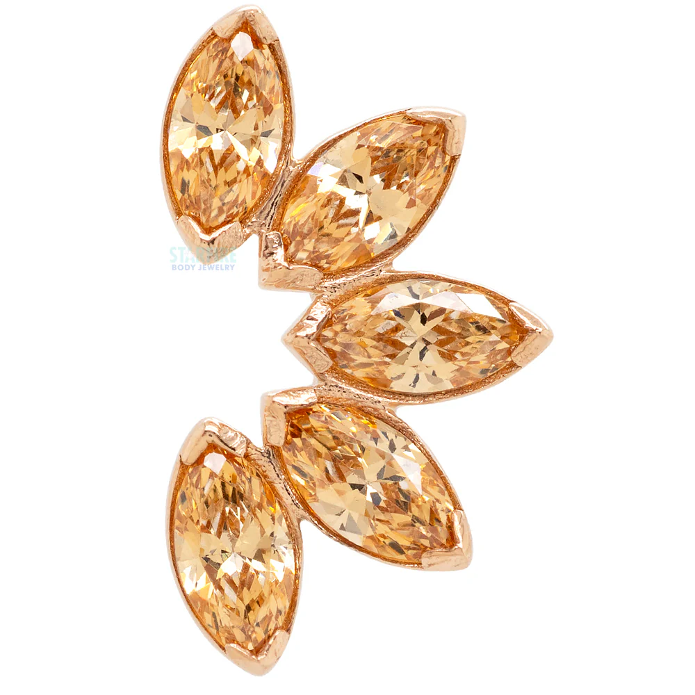 Marquise Fan Threaded End in Rose Gold with 5 Brilliant-Cut Gems - Image 3