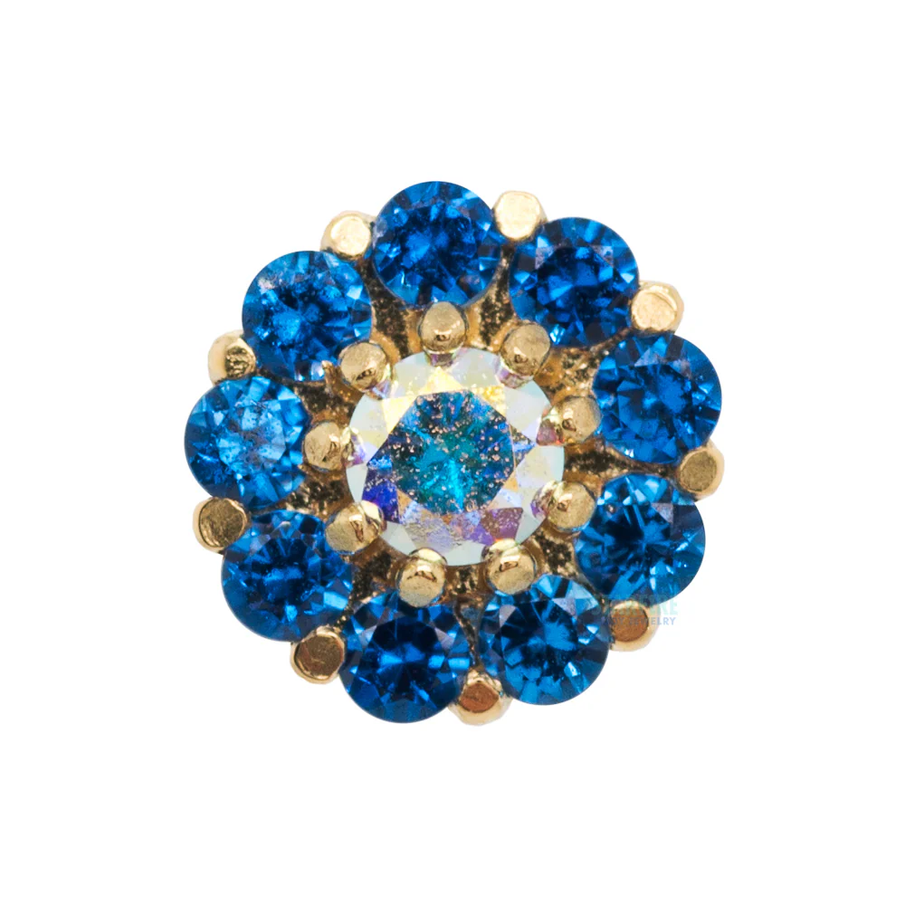 "Miro" Threaded End in Gold with Brilliant-Cut Gems - custom color combos - Image 3