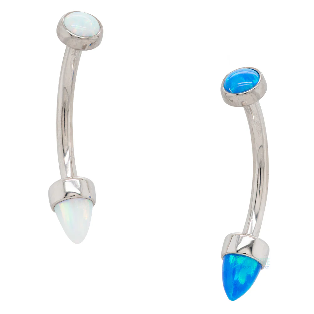 Opal Cabochon & Opal Bullet in Bezel Curved Barbell