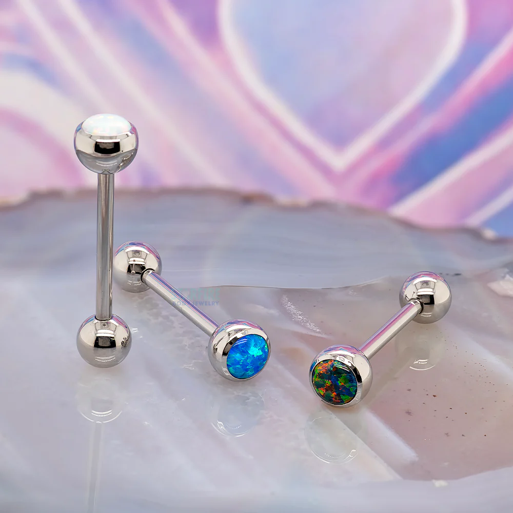 Opal with ball bottom Tongue Barbell - Image 2