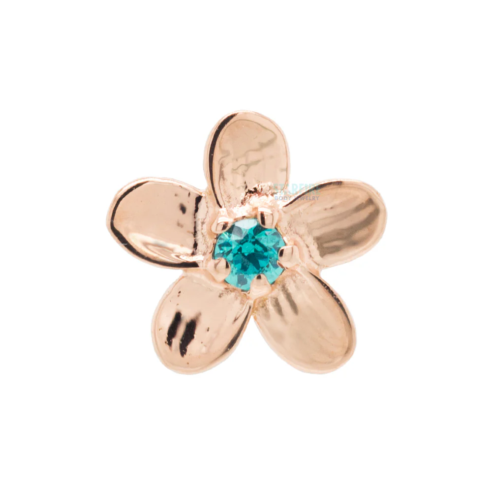 Plumeria Threaded End in Rose Gold with Brilliant-Cut Gems - Image 3