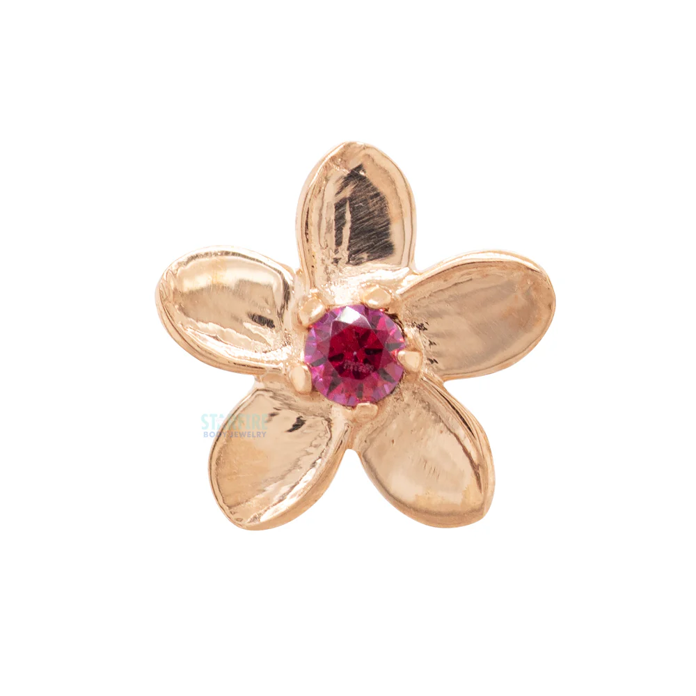 Plumeria Threaded End in Rose Gold with Brilliant-Cut Gems - Image 4