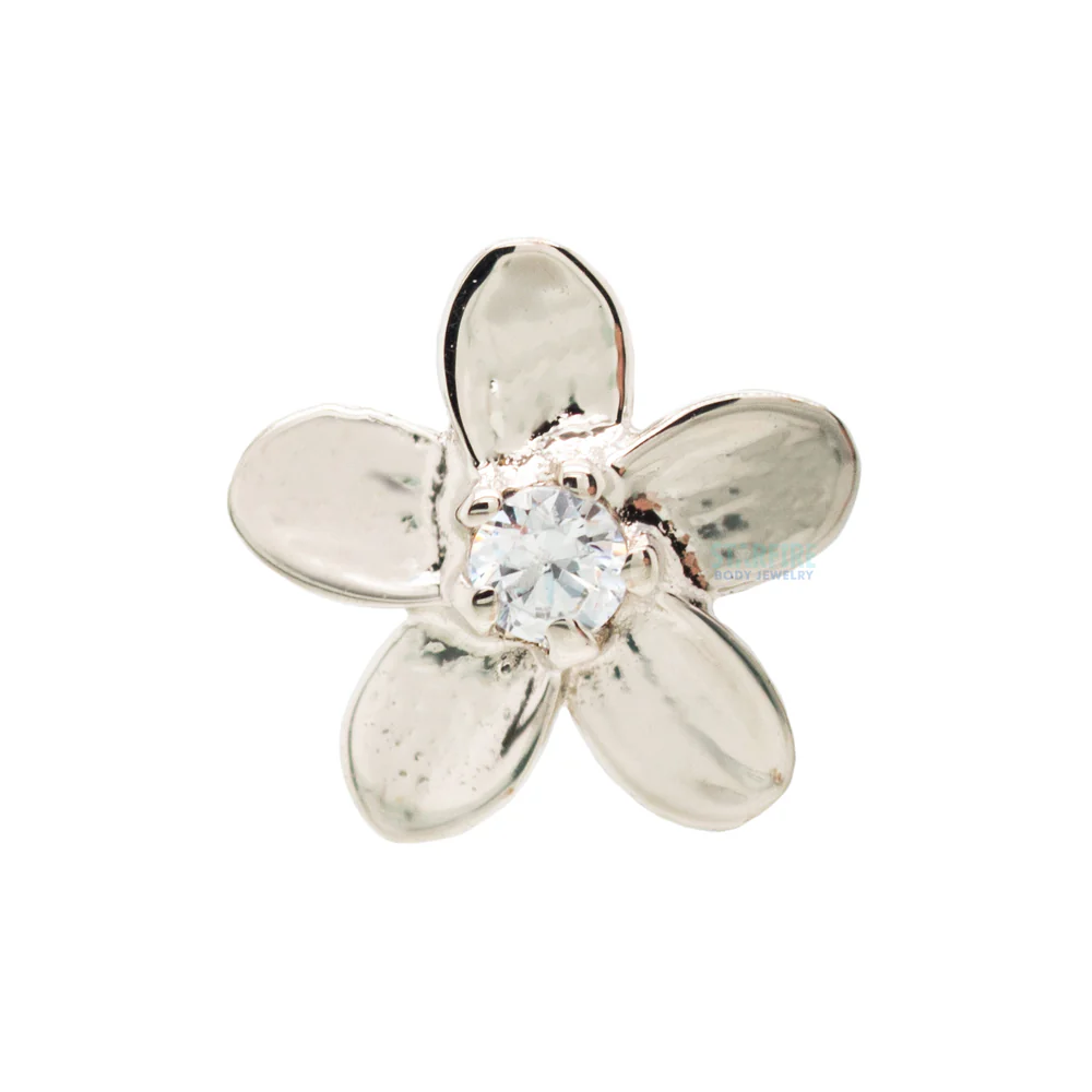 Plumeria Threaded End in White Gold with Brilliant-Cut Gems - Image 3