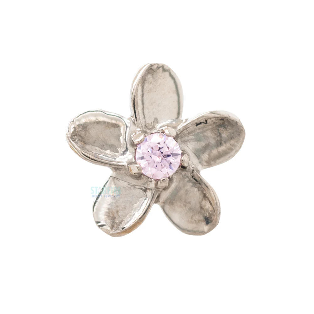 Plumeria Threaded End in White Gold with Brilliant-Cut Gems - Image 5