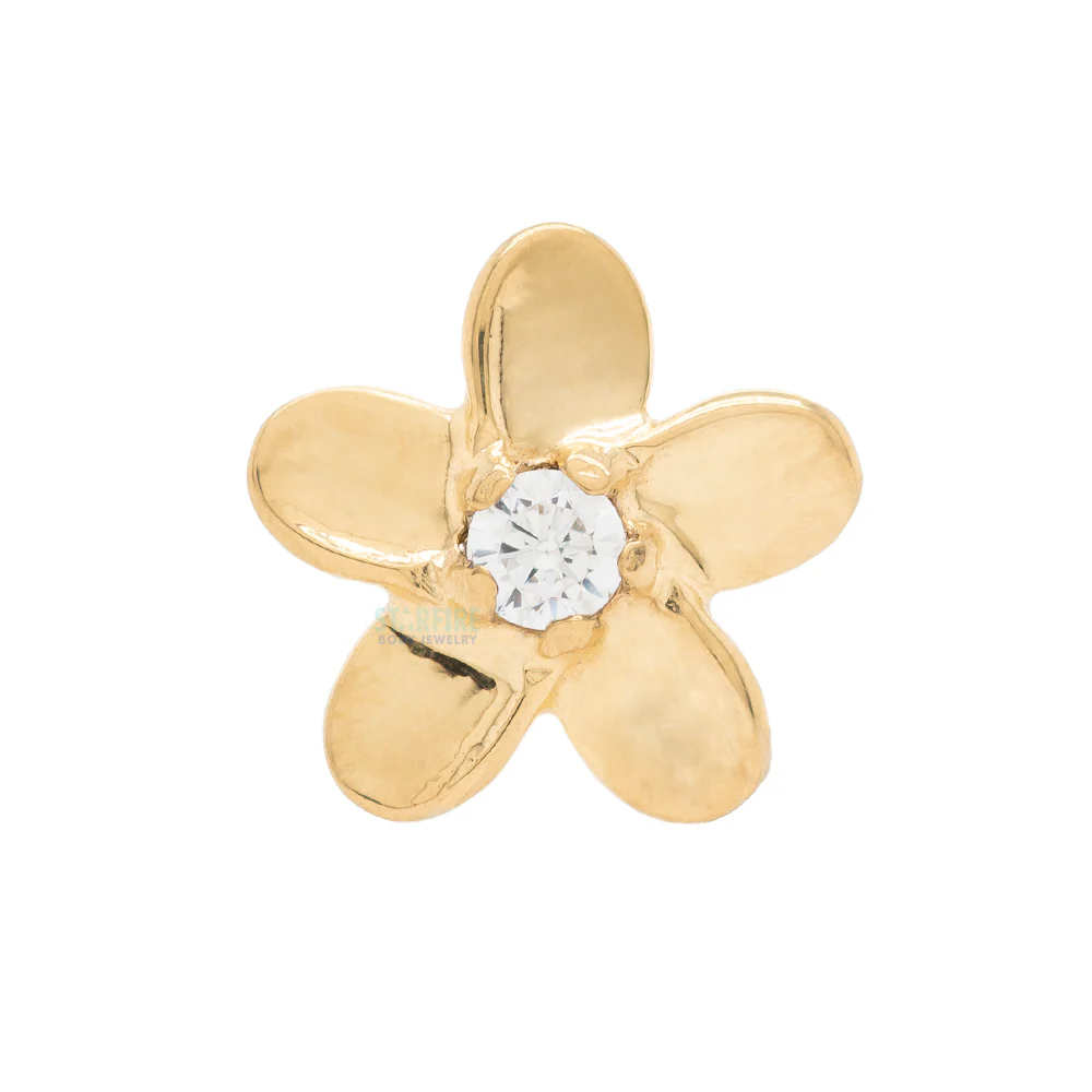 Plumeria Threaded End in Yellow Gold with Brilliant-Cut Gems - Image 4