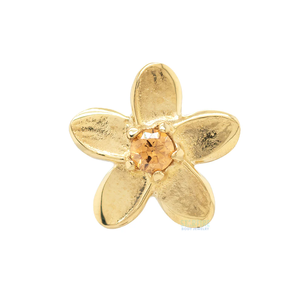 Plumeria Threaded End in Yellow Gold with Brilliant-Cut Gems - Image 5