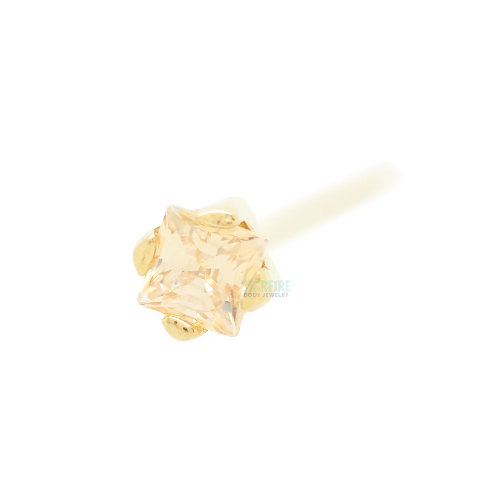Princess-Cut Brilliant-Cut Gem Nostril Screw in Gold - Image 11