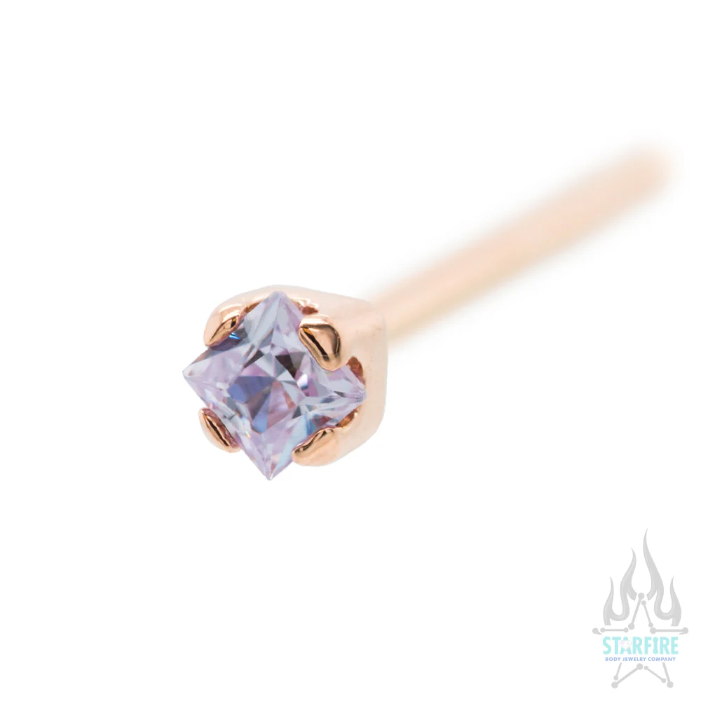 Princess-Cut Brilliant-Cut Gem Nostril Screw in Gold - Image 12