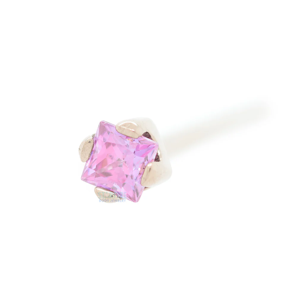 Princess-Cut Brilliant-Cut Gem Nostril Screw in Gold - Image 13