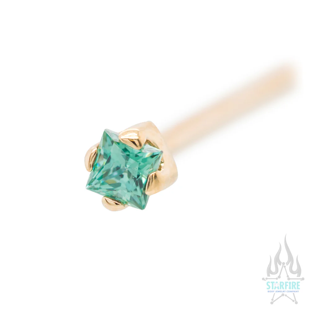 Princess-Cut Brilliant-Cut Gem Nostril Screw in Gold - Image 14