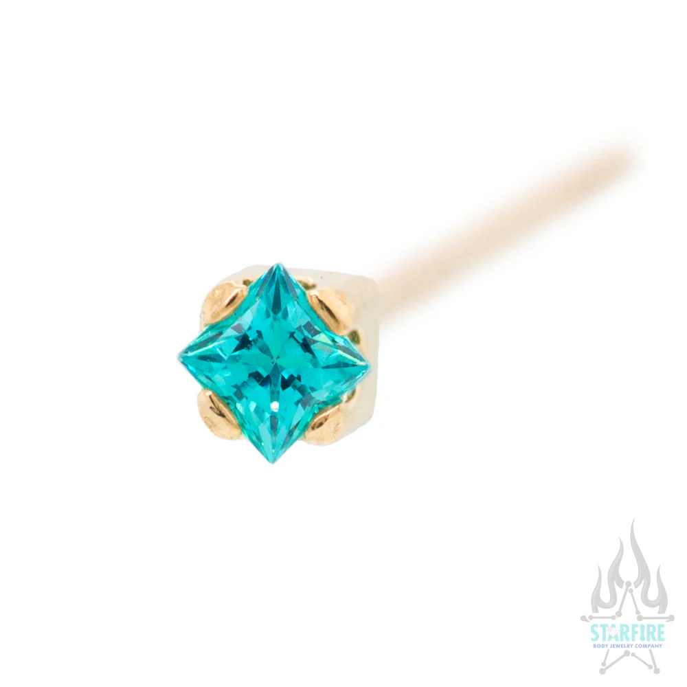 Princess-Cut Brilliant-Cut Gem Nostril Screw in Gold - Image 15