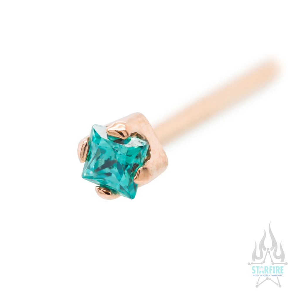 Princess-Cut Brilliant-Cut Gem Nostril Screw in Gold - Image 16