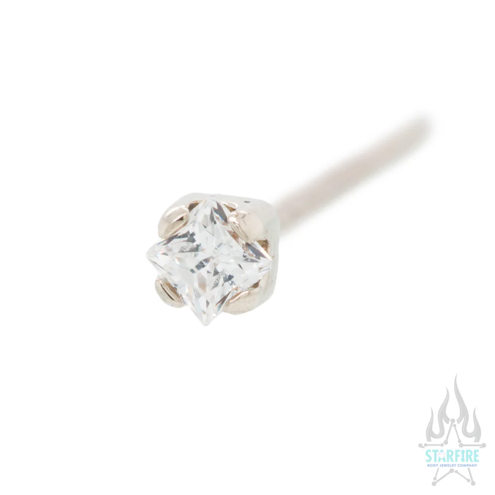 Princess-Cut Brilliant-Cut Gem Nostril Screw in Gold - Image 4