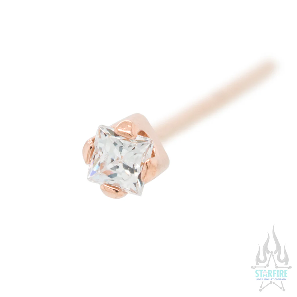 Princess-Cut Brilliant-Cut Gem Nostril Screw in Gold - Image 5