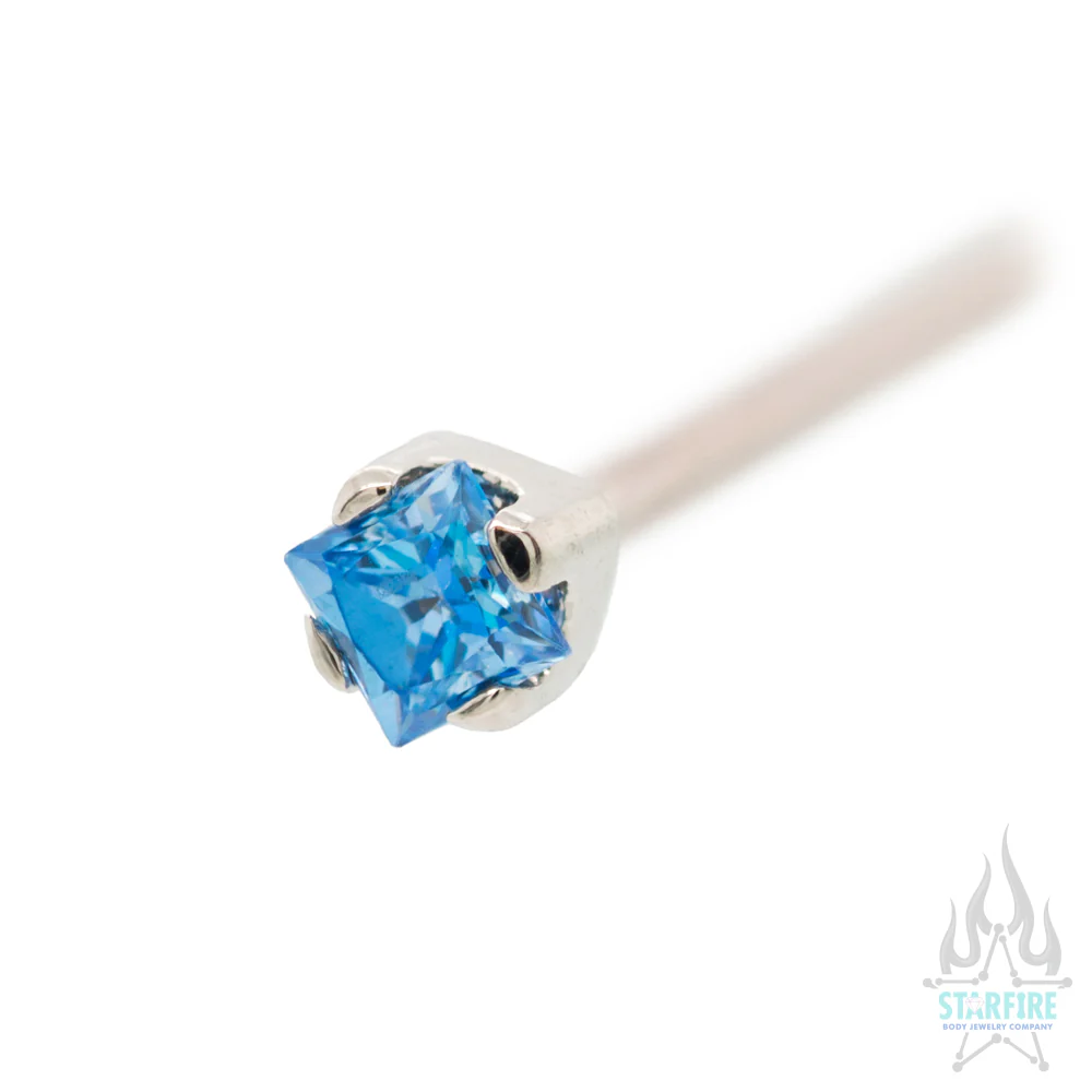 Princess-Cut Brilliant-Cut Gem Nostril Screw in Gold - Image 7