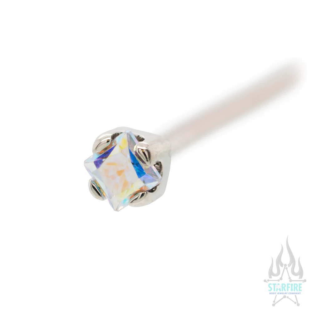 Princess-Cut Brilliant-Cut Gem Nostril Screw in Gold - Image 9