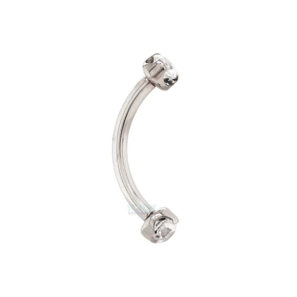 Prong-Set Brilliant-Cut Gems Curved Barbell - Image 2