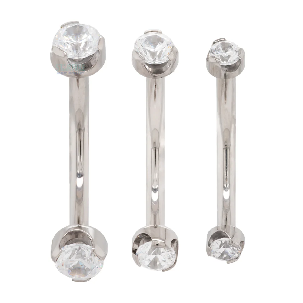 Prong-Set Brilliant-Cut Gems Curved Barbell - Image 4